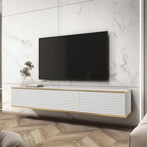 Banff Tv175 Mdf ¿ Meuble Tv, Blanc Mat / Chêne Artisan, Largeur 175 Cm, Hauteur 30 Cm, Profondeur 32 Cm