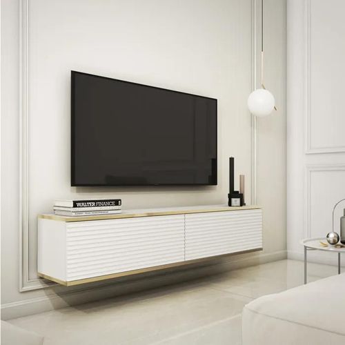 Banff Tv135 Mdf ¿ Meuble Tv, Blanc Mat / Chêne Artisan, Largeur 135 Cm, Hauteur 30 Cm, Profondeur 32 Cm