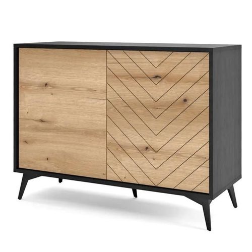 Buffet, Bahut Jasper K104 ¿ Chêne Evoke/Noir, Largeur 104 Cm, Hauteur 119 Cm, Profondeur 39 Cm