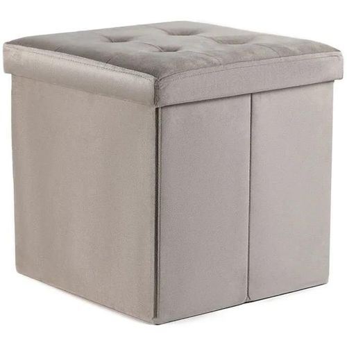 Ravello L Pouf Pliant Avec Boutons - 38x38x38cm Velours Beige