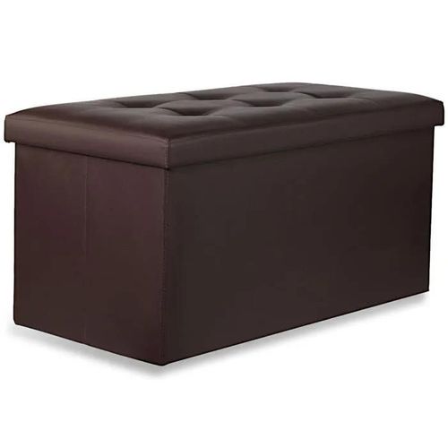 Pouf Pliant Ravello Xxl Avec Boutons - 80x40x40cm Cuir Éco Marron