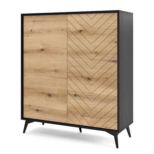 Jasper Kd104 ¿ Buffet, Chêne Evoke/Noir, Largeur 104 Cm, Hauteur 77 Cm, Profondeur 39 Cm