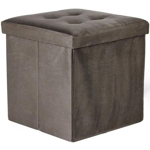 Ravello L Pouf Pliant Avec Boutons - 38x38x38cm Marron Velours