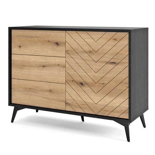 Buffet Jasper Ksz104 ¿ Buffet, Couleur Chêne Évoque/Noir, Largeur 104 Cm, Hauteur 77 Cm, Profondeur 39 Cm