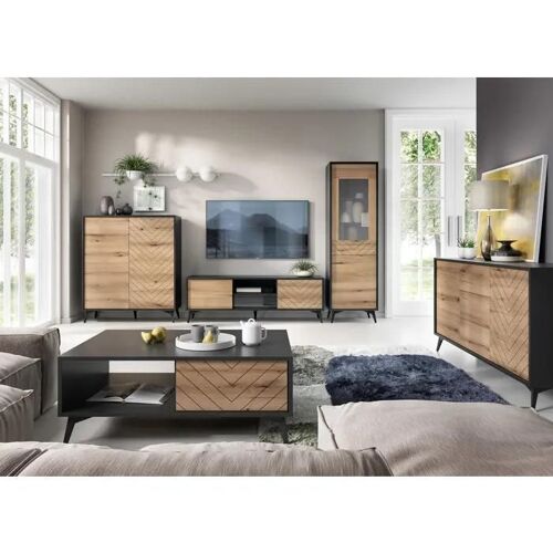 Ensemble Komodee Jasper 1 Front Frezé Noir Chêne Évoque 39 X 570 X 178 Cm