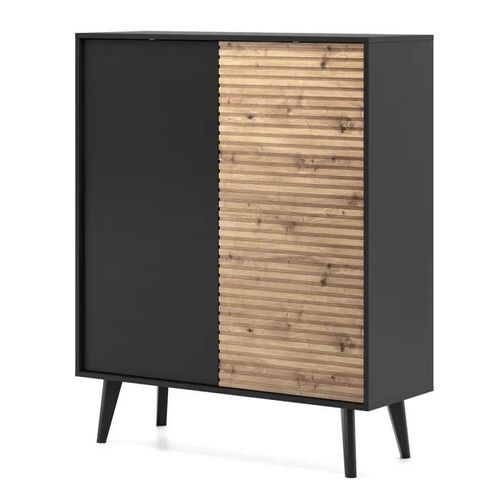 Buffet Saskatoon Kd104 ¿ Noir / Chêne Artisan, Largeur 104 Cm, Hauteur 125 Cm, Profondeur 39 Cm
