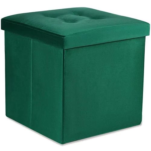 Ravello L Pouf Pliant Avec Boutons - 38x38x38cm Velours Vert