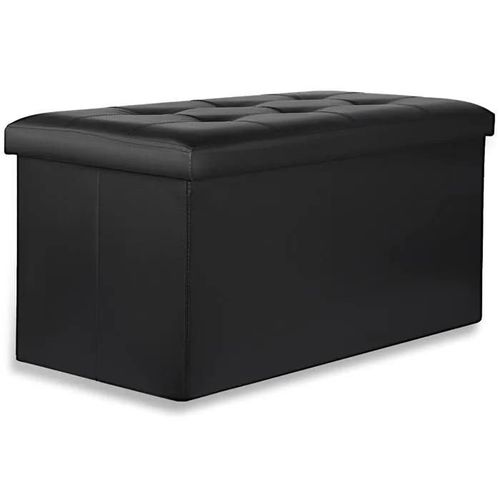 Ravello Xxl Pouf Pliant Avec Boutons - 80x40x40cm Cuir Éco Noir