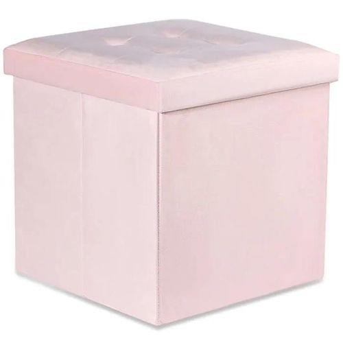 Ravello L Pouf Pliant Avec Boutons - 38x38x38cm Velours Rose