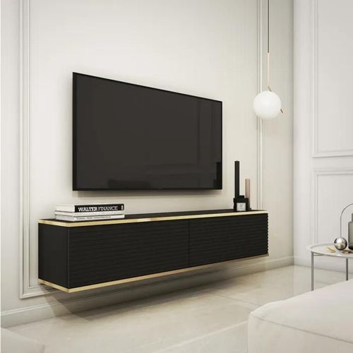 Banff Tv135 Mdf ¿ Meuble Tv, Noir Mat / Chêne Artisan, Largeur 135 Cm, Hauteur 30 Cm, Profondeur 32 Cm