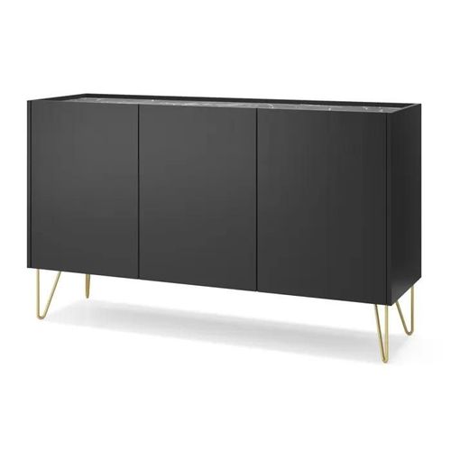 Buffet, Bahut Canmore K144 ¿ Noire, Largeur 144 Cm, Hauteur 83 Cm, Profondeur 37 Cm