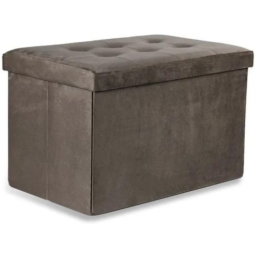 Pouf Pliant Ravello Xl Avec Boutons - 60x38x38cm Brun Velours