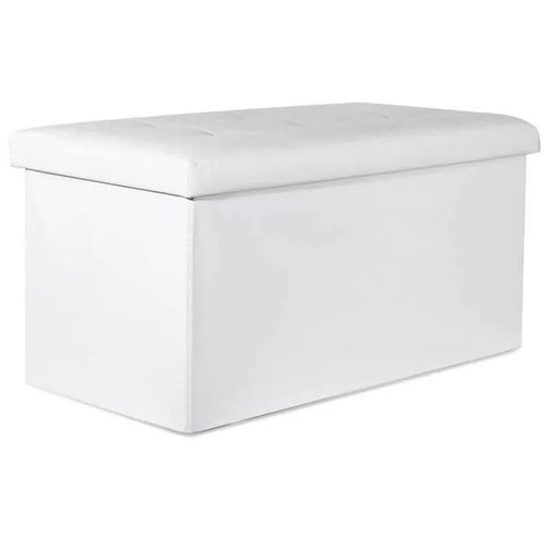 Ravello Xxl Pouf Pliant Avec Boutons - 80x40x40cm Cuir Éco Blanc