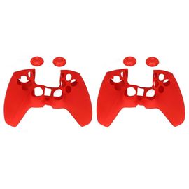 Lot De 2 Housses De Protection Ergonomiques En Silicone Pour Manette Ps5,Souples,Antidérapantes,Anti-Poussière,Rouges