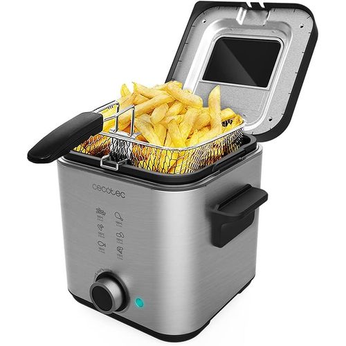 ASFASFq-Friteuse électrique CleanFry Advance 1500 Black d¿1,5 L en acier inoxydable avec filtre OilCleaner qui maintient l¿huile propre pendant longtemps. (Inox)