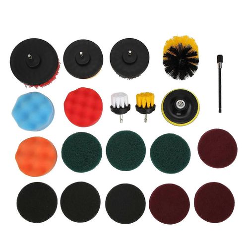 20pcs Perceuse Brosse Accessoires Ensemble Multi-Usages Tampons De Récurage Kit De Nettoyage Pour Voiture Domestique