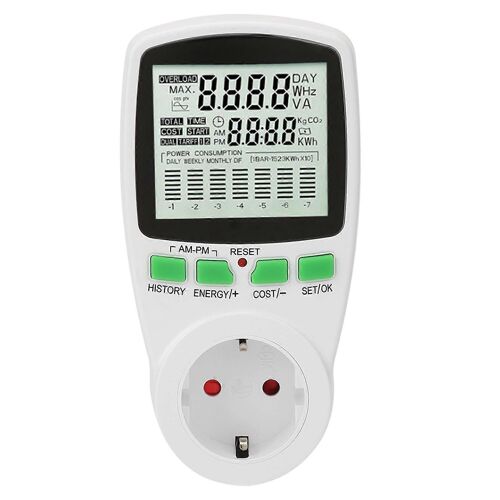 Moniteur d'énergie 0.000KWh-9999KWh Compteur d'énergie Plug 0-16A Moniteur d'utilisation d'électricité (EU 230V)