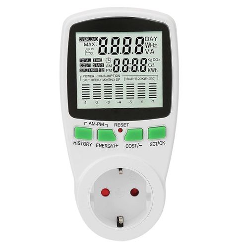 Moniteur d'énergie 0.000KWh-9999KWh Compteur d'énergie Plug 0-16A Moniteur d'utilisation d'électricité (EU 230V)
