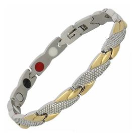 Bracelet Magnetique Femme 20,5 Cm Argent Et Or