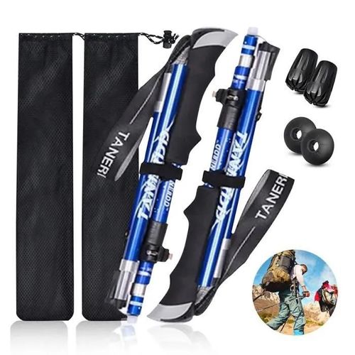 Jiatzocn Lot De 2 Bâtons De Randonnée Télescopique,Réglables De 36 À 130 Cm, Pliables,Antidérapants,Antichocs,Ultralégers