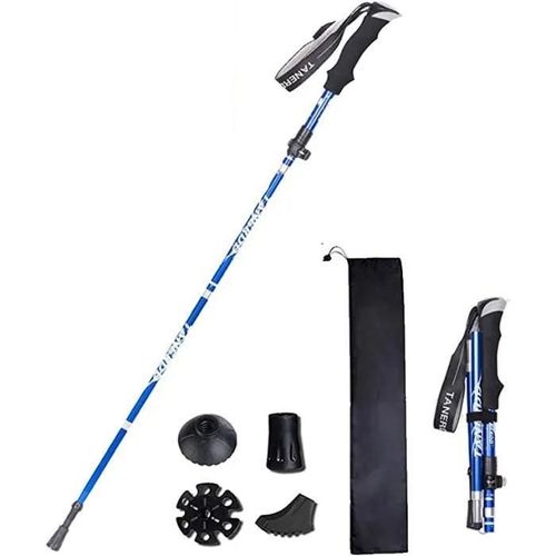 Bâton De Randonnée Sports 36-130cm Bâton De Marche Pliable Sports D\'extérieur Voyage Alliage D\' Aluminium Antichoc Antidérapant