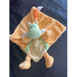 DOUDOU PLAT DRAGON NICOTOY ORANGE VERT 21 CM