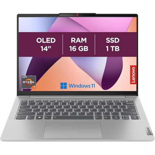 ChenQuanSarl-Ideapad Slim 5 14Abr8 - Ordinateur Portable 14'' Wuxga Oled (Amd Ryzen 7 7730U, Ram 16Go, Ssd 1To, Amd Radeon Graphics, Windows 11 Home) Clavier Azerty Français - Gris