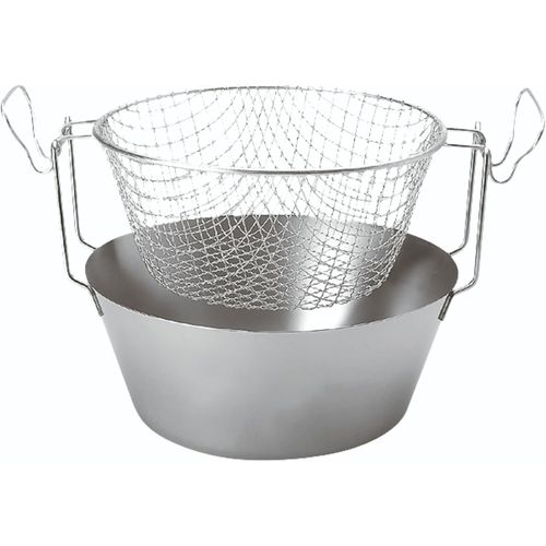 ChenQuanSarl-Art23220 ¿ Friteuse Inox Traditionnelle Dite Friteuse Du Nord Fond Thermique Et Panier Acier Étamé - Ø 20Cm, 2L
