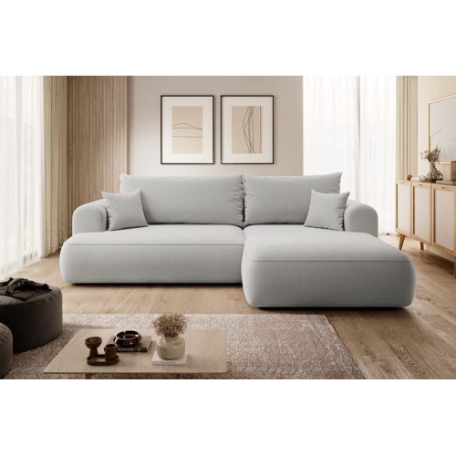 Canapé d'angle convertible 3 places en velours gris