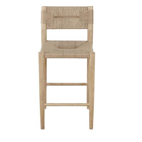 Chaise Pour Îlot Central En Bois De Manguier Et Sisal H65