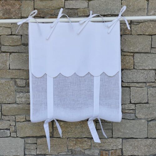 Store En Lin Blanc Avec Festons 35x120 Cm