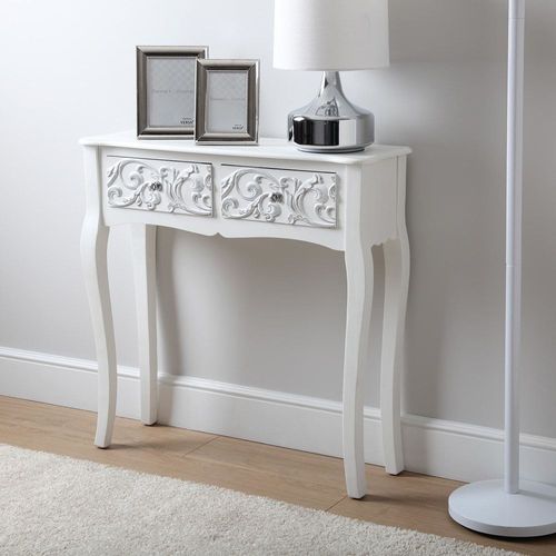 Console D'entrée Avec 2 Tiroirs En Aggloméré Blanc