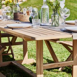 Table De Jardin Ext En Bois 150/210x90 Cm Couleur Claire