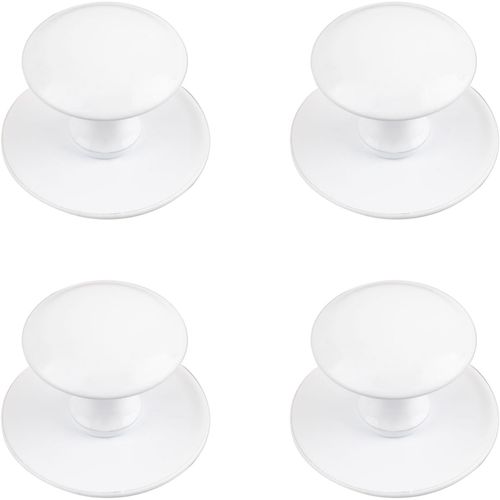 Tianyi-Lot De 4 Boutons De Placard Adhésifs Instantanés En Acier Inoxydable Pour Fenêtres, Armoires, Tiroirs (Blanc)