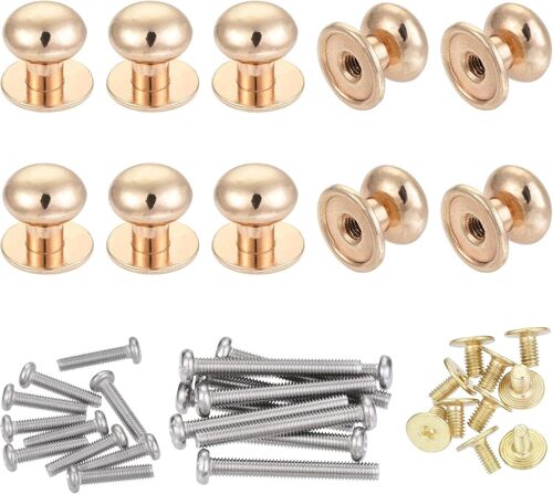 Lot de 10 boutons ronds en alliage de zinc pour tiroir Boîte cadeau Poignee de meuble Bouton de porte avec vis M3 x 14 M3 x 25 Doré clair 10 mm