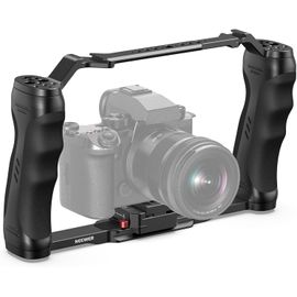 NEEWER Cage Caméra Vidéo avec Plaque à Dégagement Rapide Arca,Double Poignées,Filetage ARRI 3/8"et 1/4",Sabot Froid,Stabilisateur Caméra Universel Compatible avec SmallRig NEEWER Plaque de Base,CA077