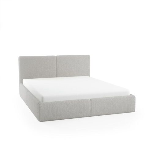 Lit tapissier en tissu bouclé 140x200 cm, Gris