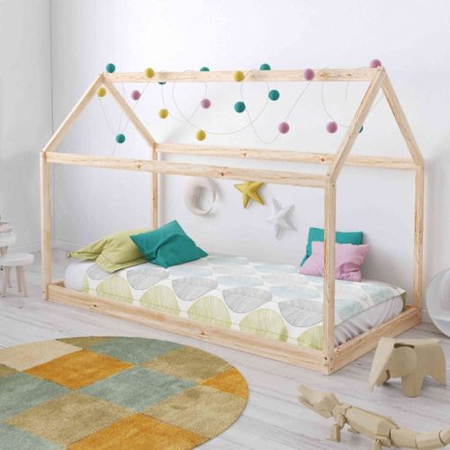 Lit Cabane En Bois Massif Bois Clair 90x190