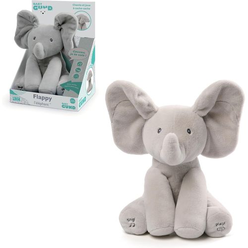 TDRFL-Flappy L'Éléphant-Peluche Interactive Pour Bébé-Bouge,Parle Et Chante En Français Pour L'Éveil De Votre Enfant-Peluche Éléphant Taille 30 Cm-Doudou Bébé-Jouet Enfant 1 An Et +