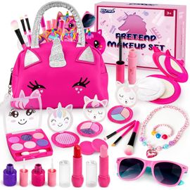 KJAKL-Coffret Maquillage Enfant Fille - 20 PCS Jouet Faux Maquillage - Trousse Cadeau d'Anniversaire pour Filles de 3 4 5 Ans