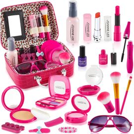 Faux Maquillage Enfant Jouet, Malette Maquillage Fille Trousse Valise Maquillage Enfant, Jeux D'imitation Anniversaire Cadeau pour Princesse Filles 3 4 5 6 Ans.[G264]
