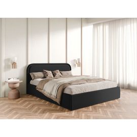Lit Avec Rembourrage En Tissu Bouclé 200x200 Cm, Noir