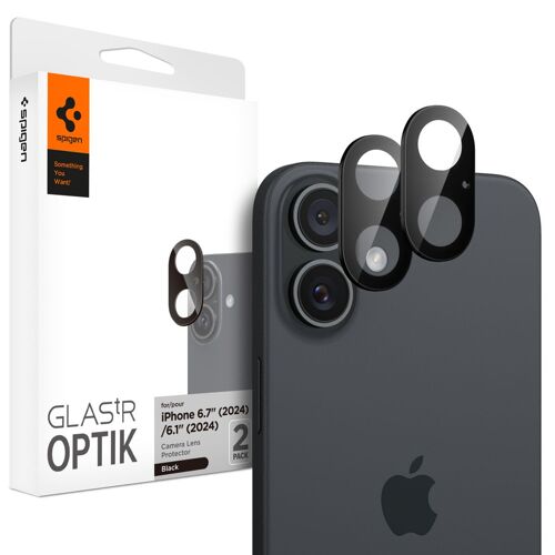 Spigen GLAStR EZ Fit Optik Protection d'objectif de caméra (pack de 2) iPhone 16 Plus Noir