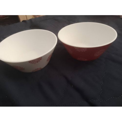 Lot De 2 Bols En Plastique Rouge/Blanc Ikea.