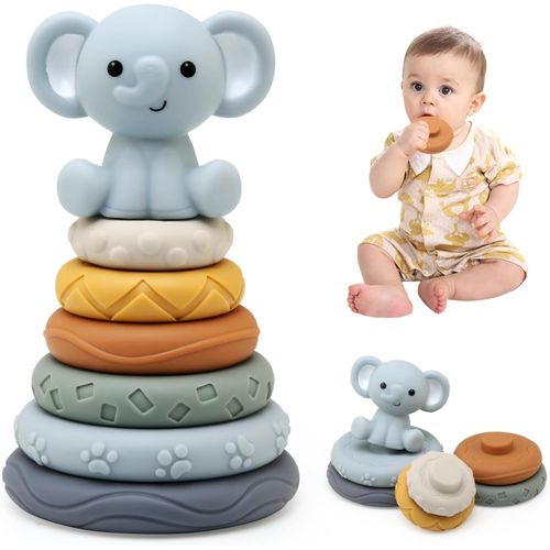 Tour Souple Empilable,Jouet Sensoriel Eveil Bebe Jeux Montessori,Cube D'activité Bébé Module Motricité,Educatif Cadeau de Bain et Dentition pour Bebe Enfant 6 9 12 Mois.