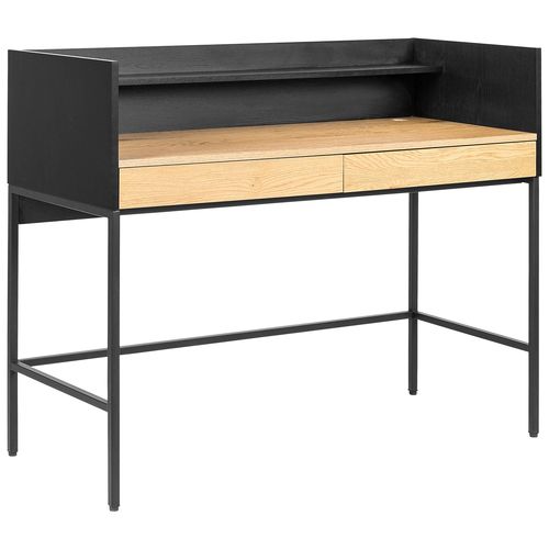 Bureau Bois Et Noir 2 Tiroirs Arthur