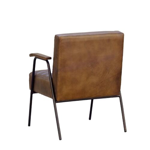 Fauteuil en cuir beige et fer noir