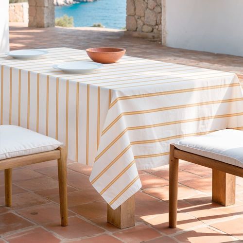 Nappe À Rayures Antitaches 100% Coton 155x250