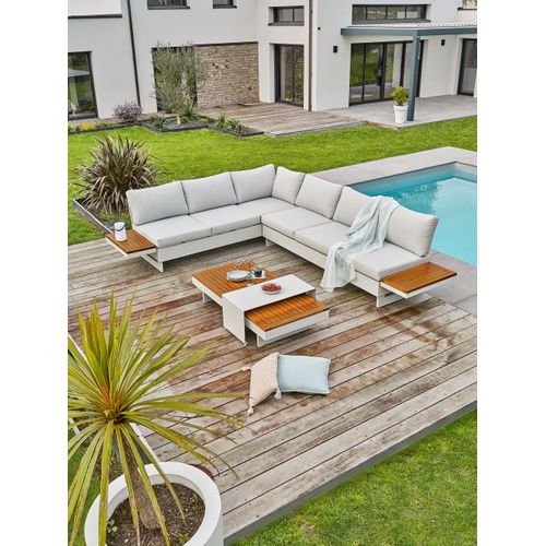 Salon De Jardin D'angle 6 Places - Gris