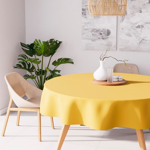 Nappe Anti-Tâches Ronde 180 Cm Alix Jaune Radieux, Par Soleil D'ocre